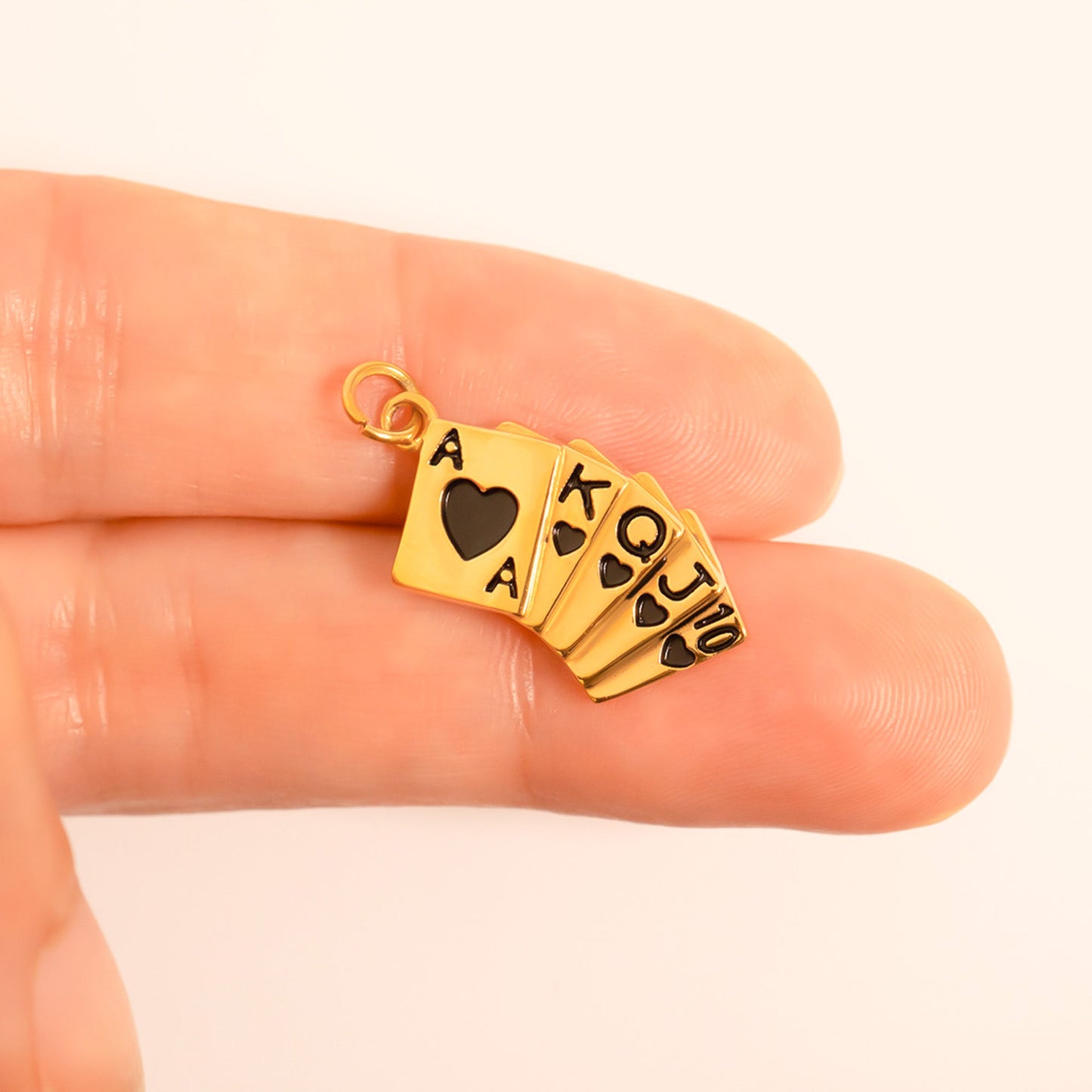 18K Gold PVD Stainless Steel Playing Cards Charm / PDL0347