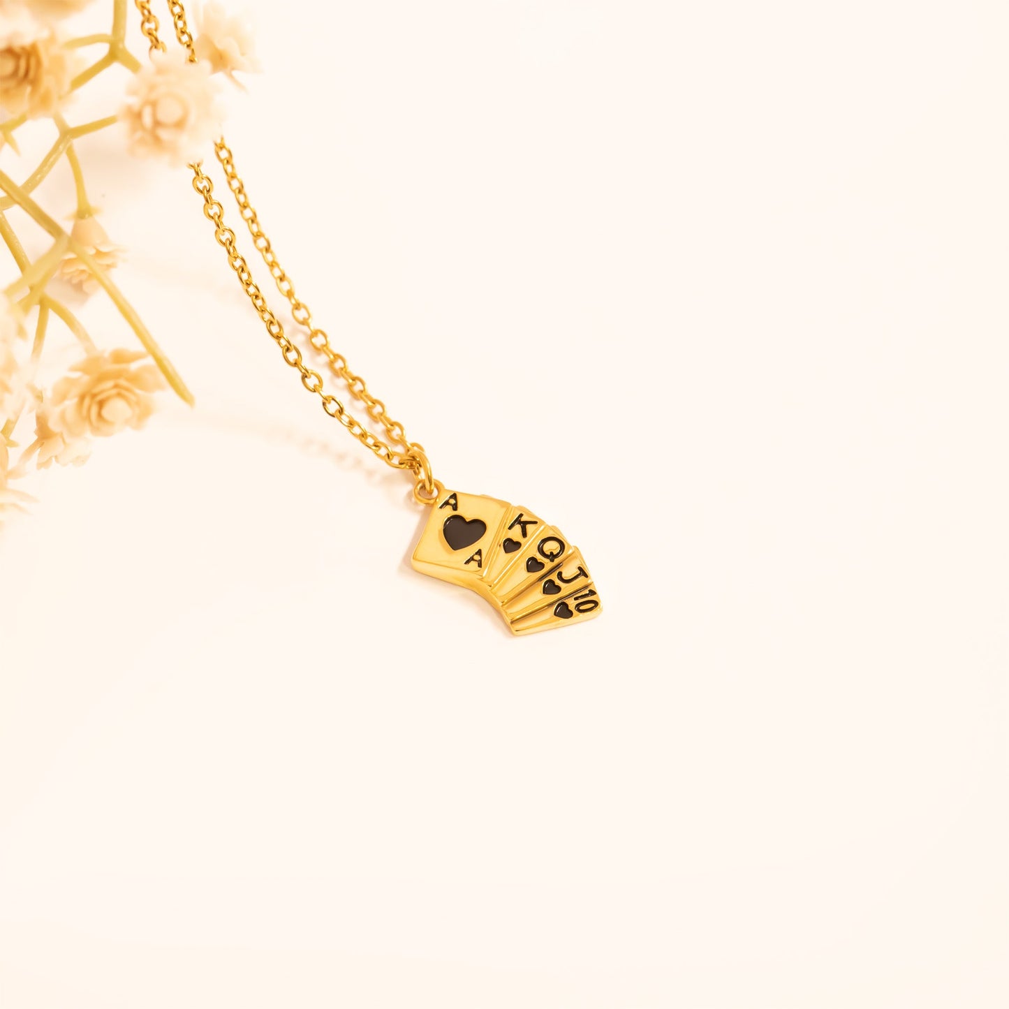 18K Gold PVD Stainless Steel Playing Cards Charm / PDL0347