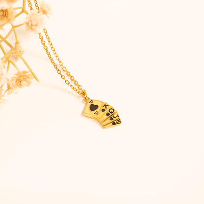 18K Gold PVD Stainless Steel Playing Cards Charm / PDL0347