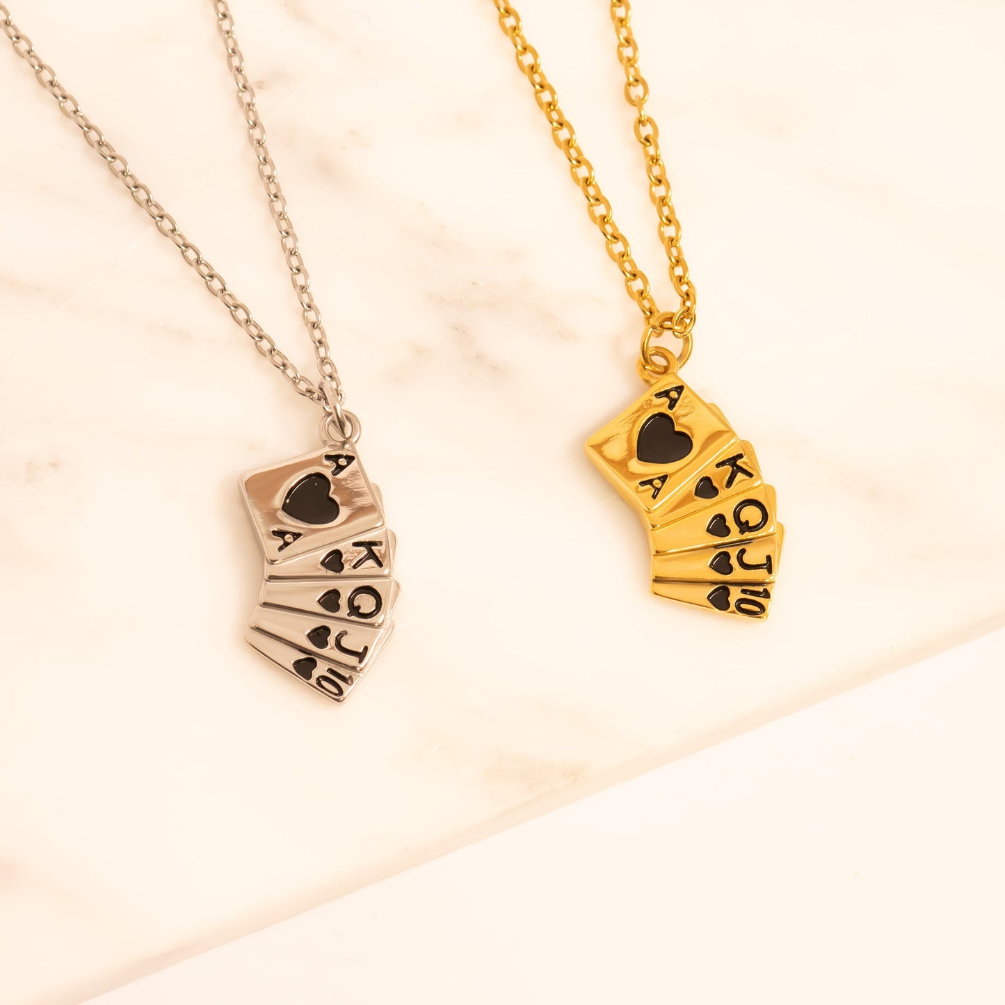 18K Gold PVD Stainless Steel Playing Cards Charm / PDL0347