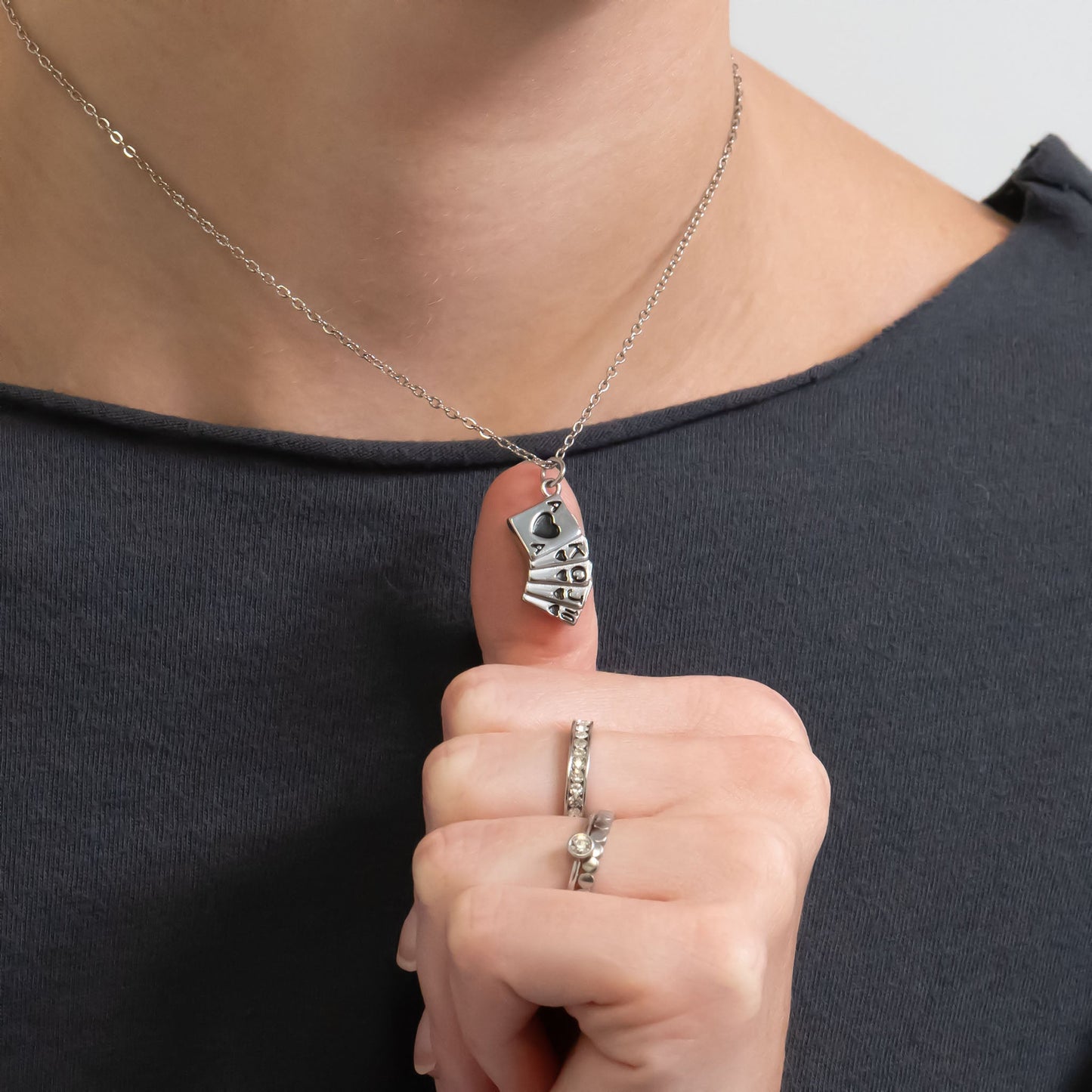 18K Gold PVD Stainless Steel Playing Cards Charm / PDL0347