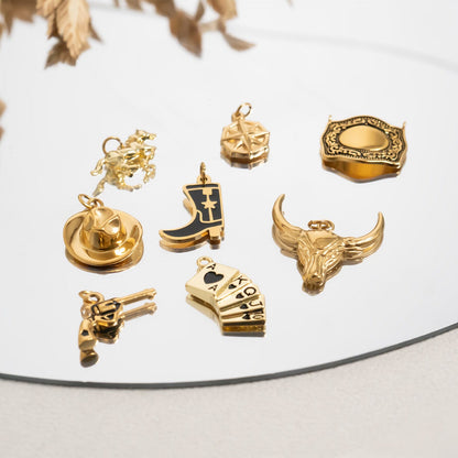 18K Gold PVD Stainless Steel Playing Cards Charm / PDL0347