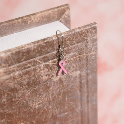 18K Gold PVD Stainless Steel Cancer Ribbon Charm / PDL0350