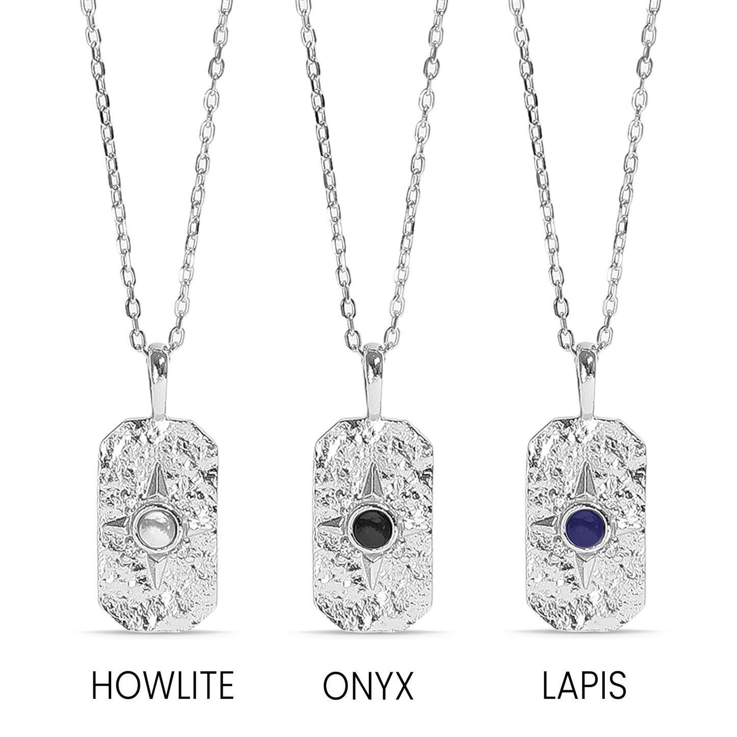 14K Gold Plated Sterling Silver Semi Precious Compass Star Necklace / PMJ0028