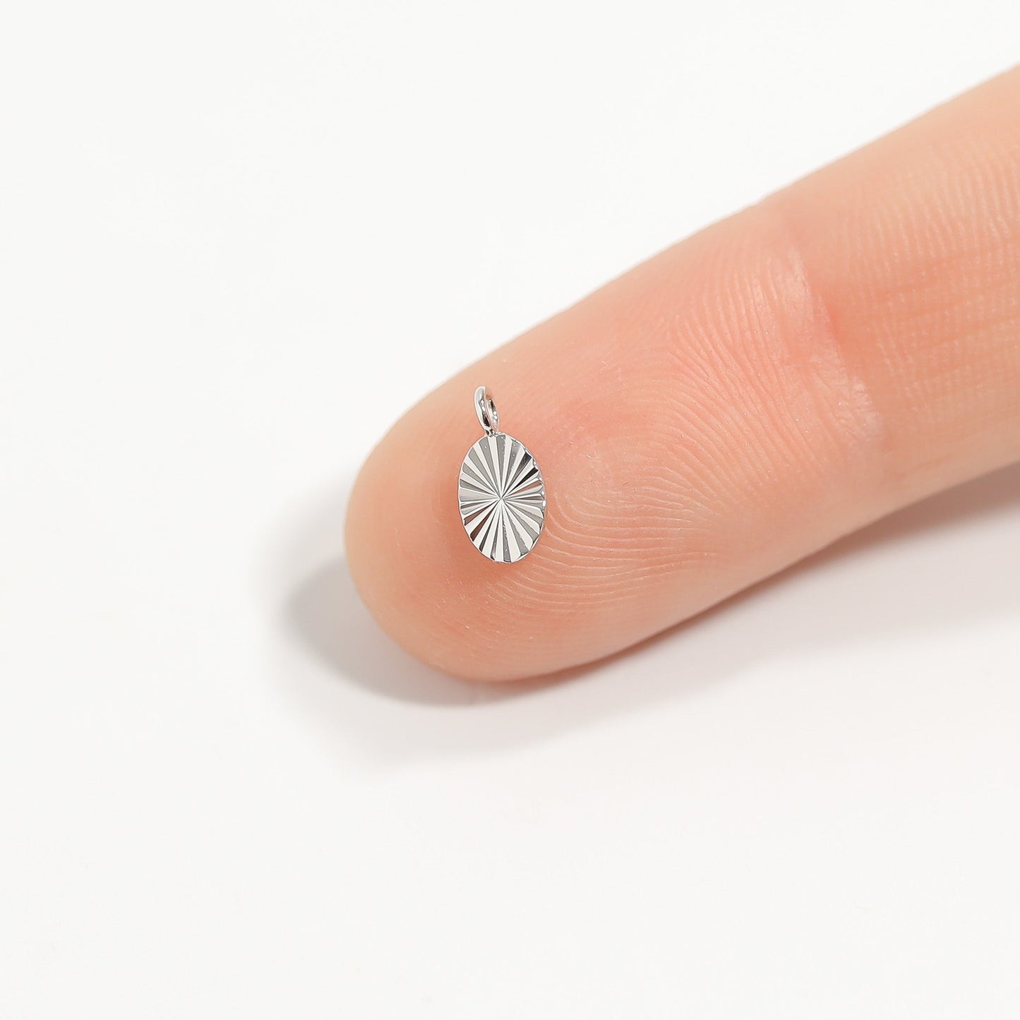 Permanent Jewelry .925 Sterling Silver Sunburst Oval Charm / PMJ1019