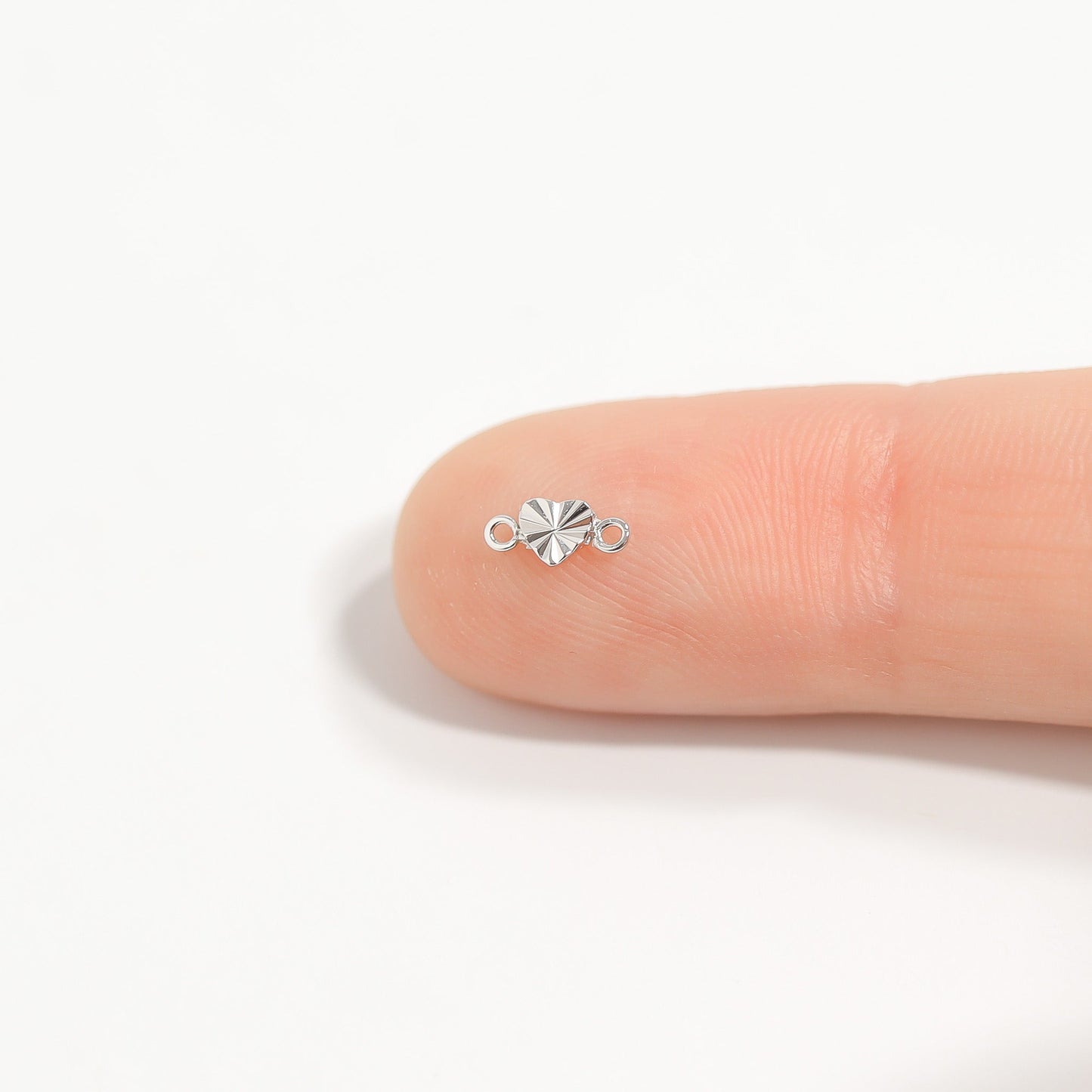 .925 Sterling Silver Sunburst Heart Connector Charm for Permanent Jewelry / PMJ1020