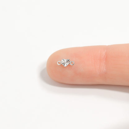 .925 Sterling Silver Sunburst Heart Connector Charm for Permanent Jewelry / PMJ1020