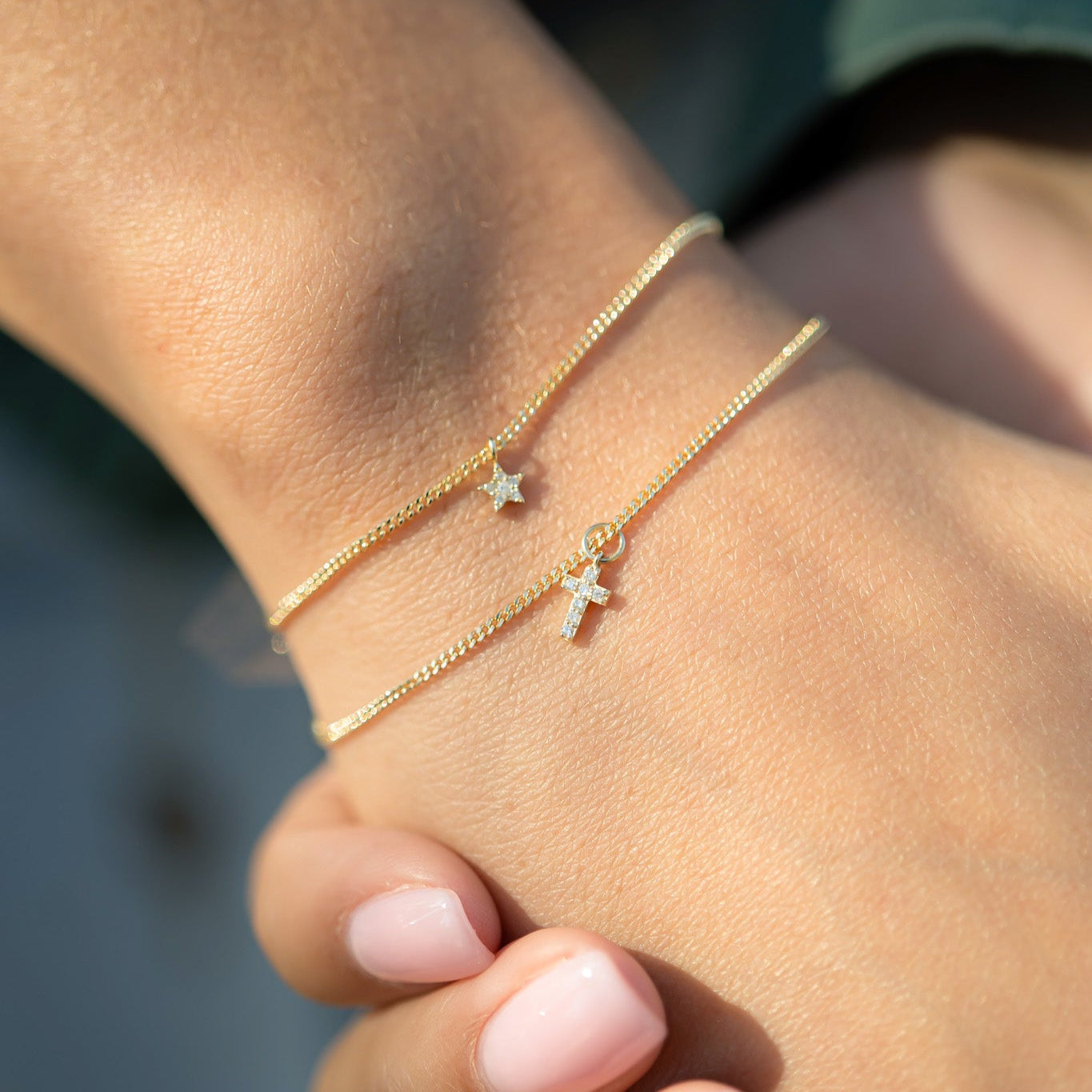 14K Solid Gold Diamond Cross Charm for Permanent Jewelry / PMJ1023