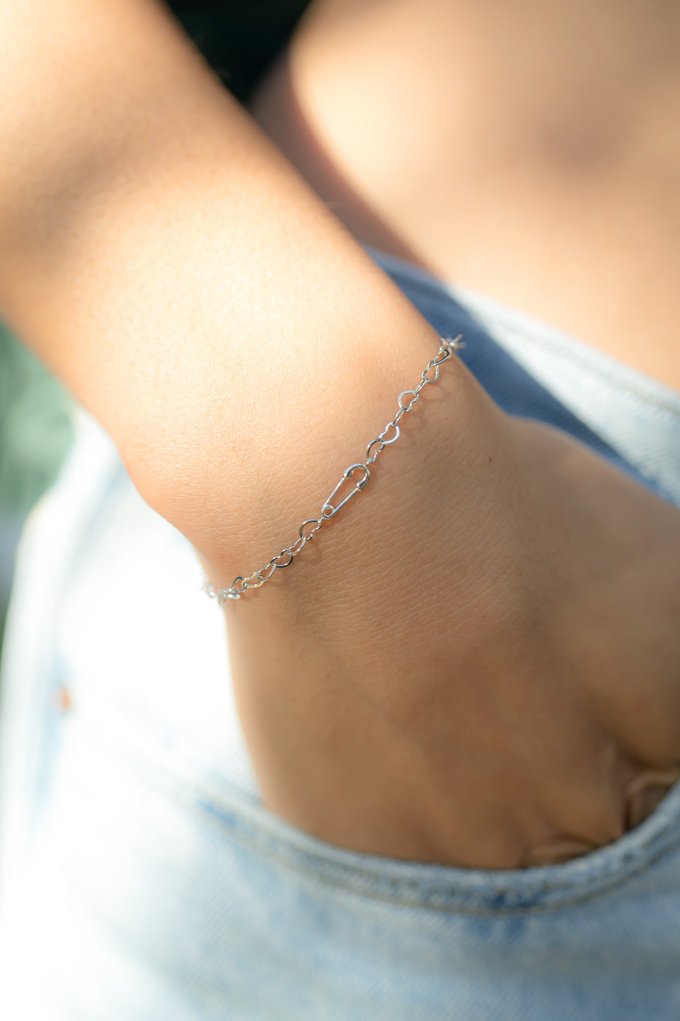 .925 Sterling Silver Horizontal Safety Pin Charm for Permanent Jewelry / PMJ1027