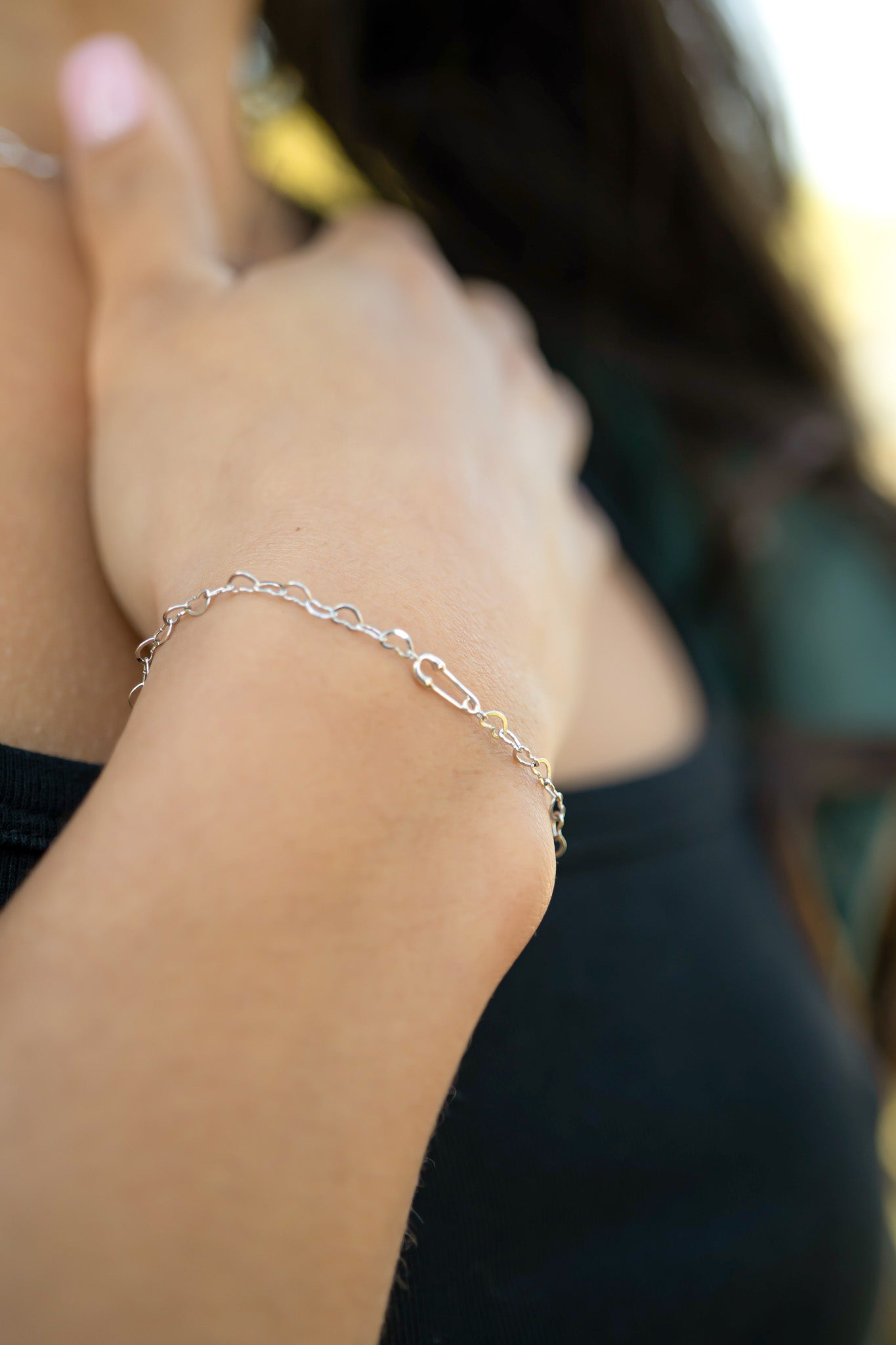 .925 Sterling Silver Horizontal Safety Pin Charm for Permanent Jewelry / PMJ1027