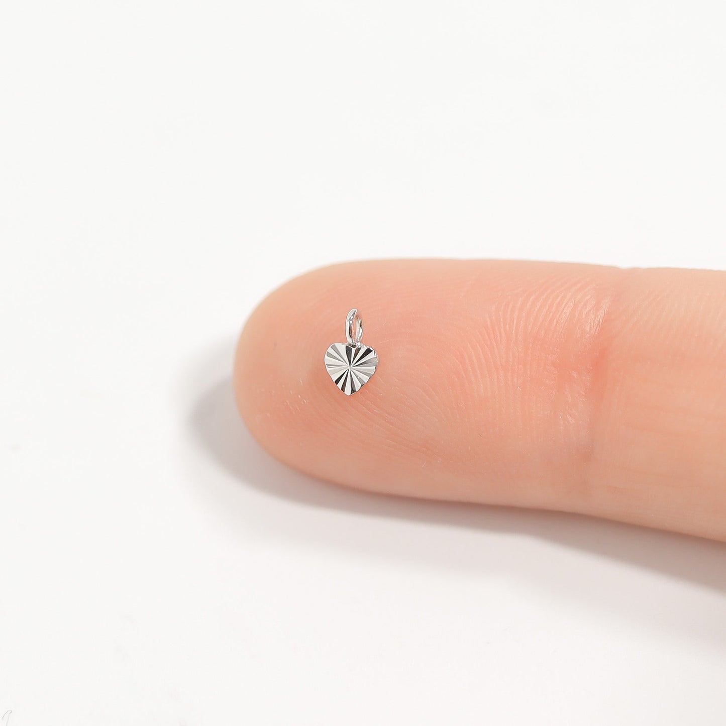 .925 Sterling Silver Sunburst Heart Charm for Permanent Jewelry / PMJ1028