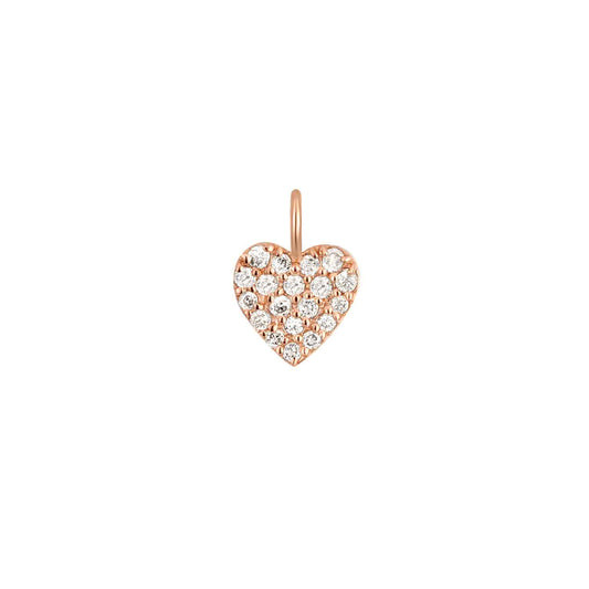 Permanent Jewelry 14K Solid Rose Gold Diamond Heart Charm / PMJ2001
