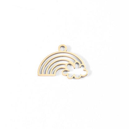18K Gold PVD Stainless Steel Rainbow And Cloud Charm / PDL0032