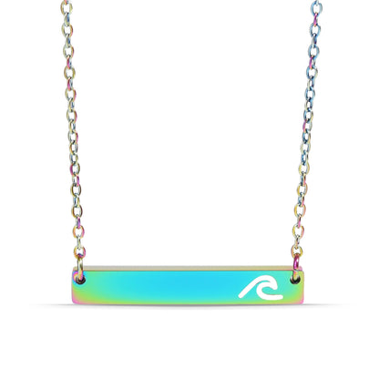 18K Gold PVD Stainless Steel Cutout Wave Blank Bar Necklace / SBB00107