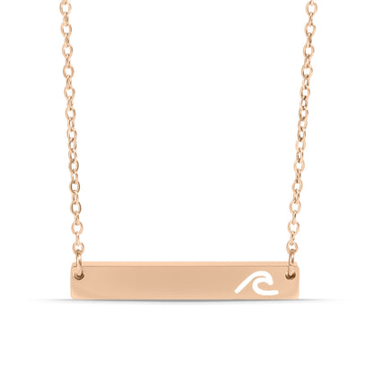 18K Gold PVD Stainless Steel Cutout Wave Blank Bar Necklace / SBB00107