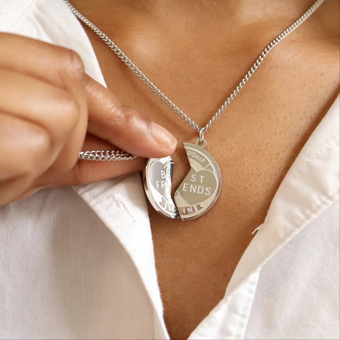 Stainless Steel Best Friend Break Apart Friendship Necklace / SBB0098