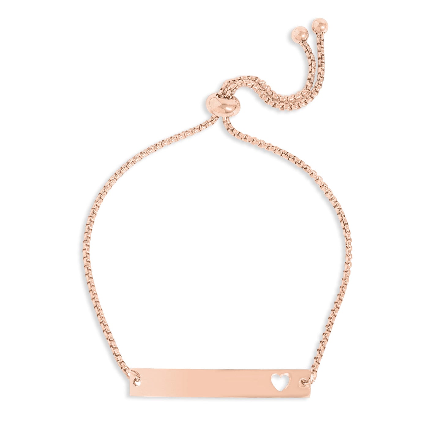 18K Gold PVD Stainless Steel Adjustable Curved Cutout Heart Blank Bar Bracelet / SBB0132
