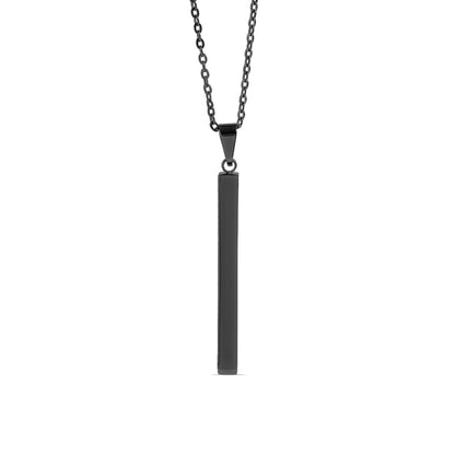 Square 4 Sided Vertical Bar Polished Stainless Steel Necklace With Top Bail / SBB0134