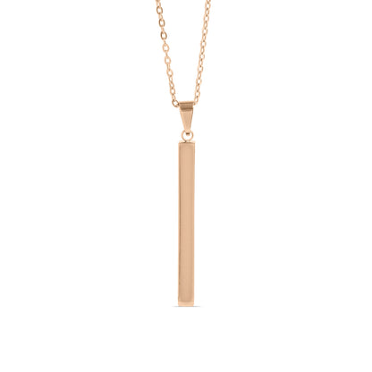 Square 4 Sided Vertical Bar Polished Stainless Steel Necklace With Top Bail / SBB0134