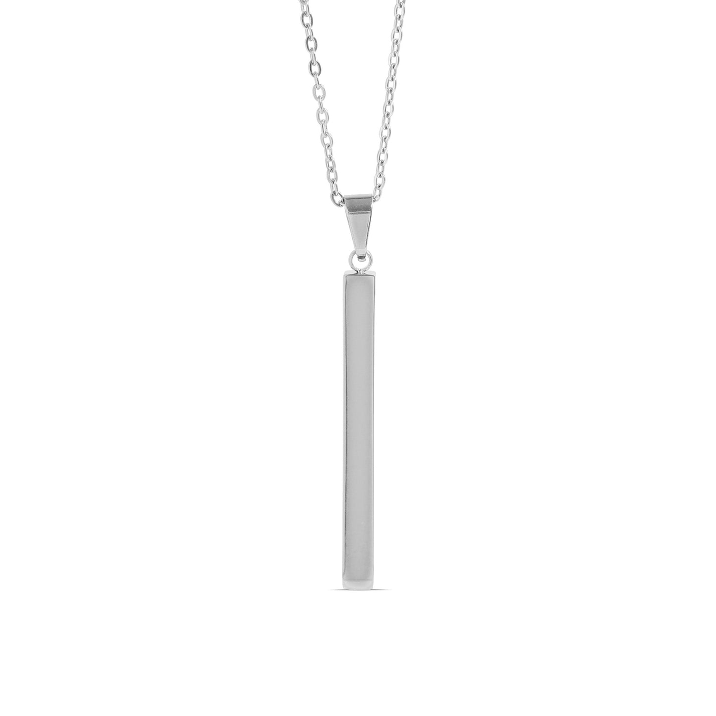 Square 4 Sided Vertical Bar Polished Stainless Steel Necklace With Top Bail / SBB0134