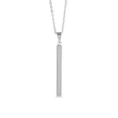 Square 4 Sided Vertical Bar Polished Stainless Steel Necklace With Top Bail / SBB0134