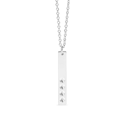 Polished Stainless Steel Vertical Stampable Birthstone Necklace / SBB0166