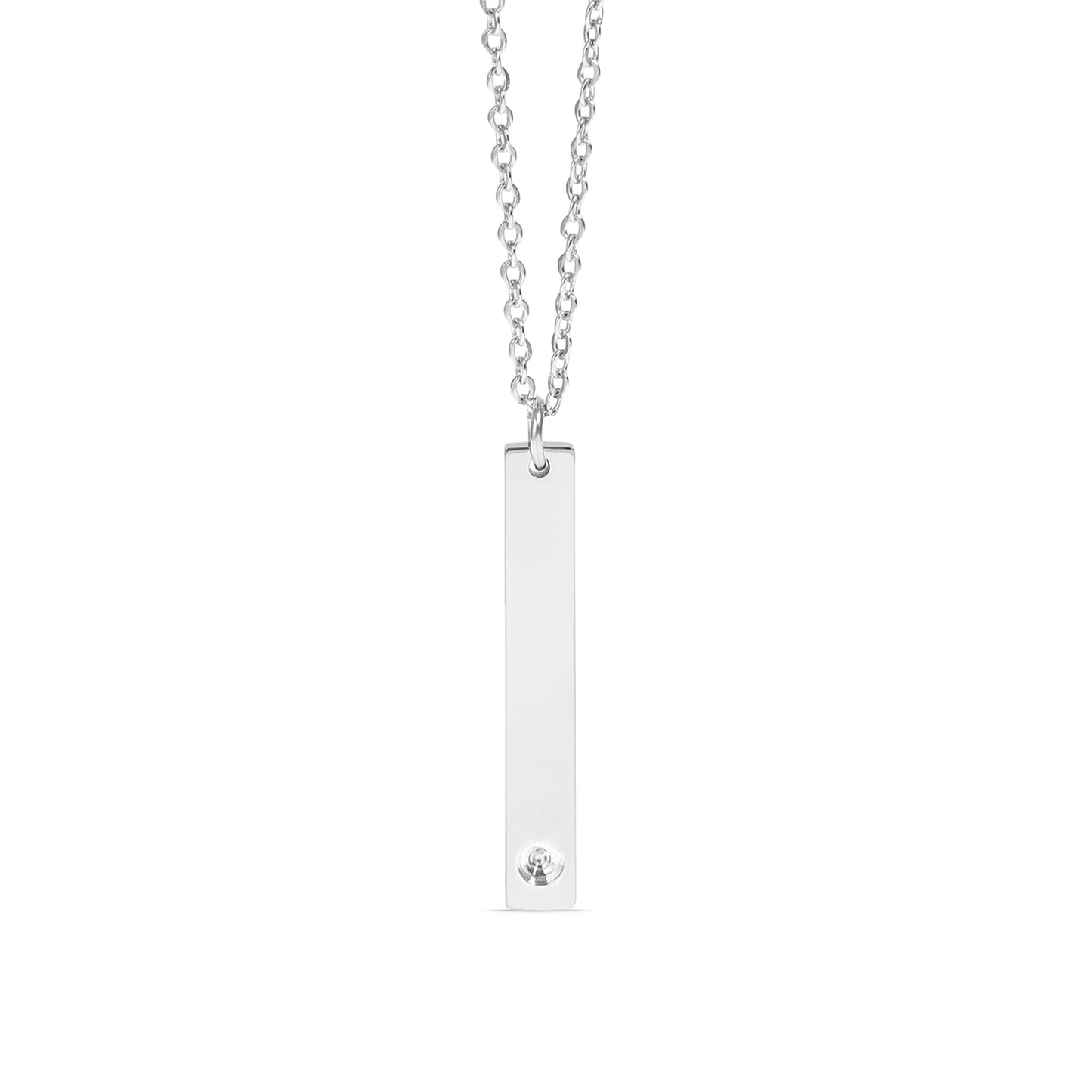 Polished Stainless Steel Vertical Stampable Birthstone Necklace / SBB0166