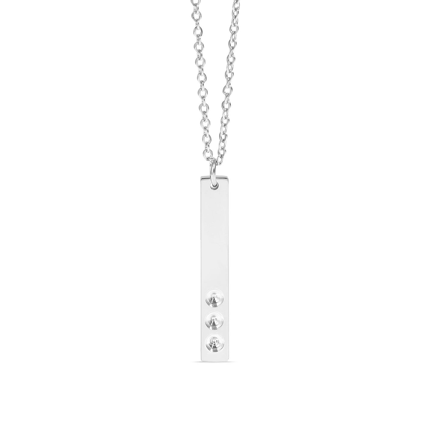 Polished Stainless Steel Vertical Stampable Birthstone Necklace / SBB0166