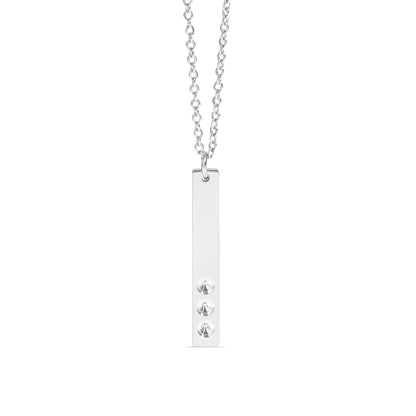Polished Stainless Steel Vertical Stampable Birthstone Necklace / SBB0166