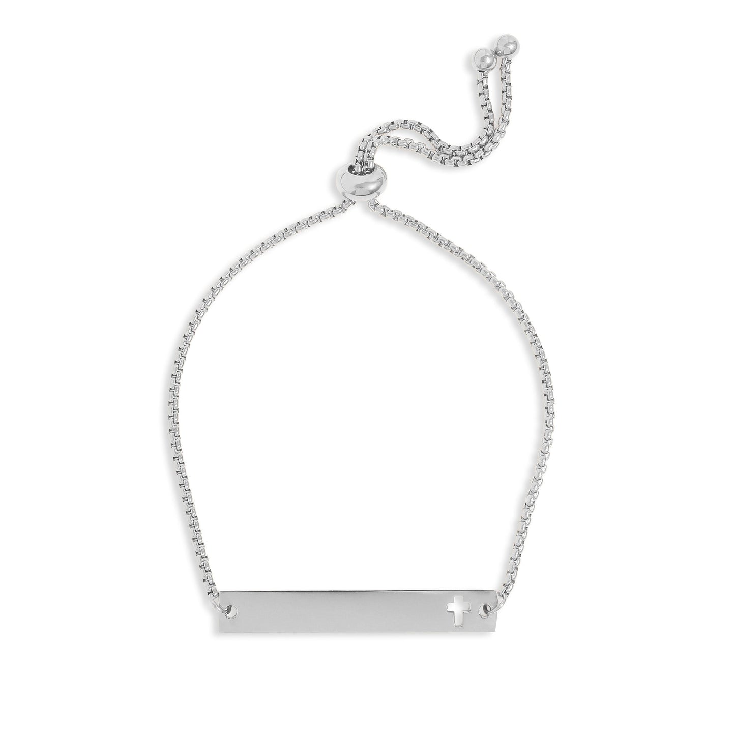 18K Gold PVD Stainless Steel Flat Adjustable Cross Cutout Blank Bar Bracelet / SBB0191