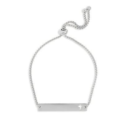 18K Gold PVD Stainless Steel Flat Adjustable Cross Cutout Blank Bar Bracelet / SBB0191