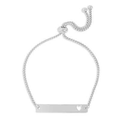 18K Gold PVD Stainless Steel Adjustable Curved Cutout Heart Blank Bar Bracelet / SBB0132