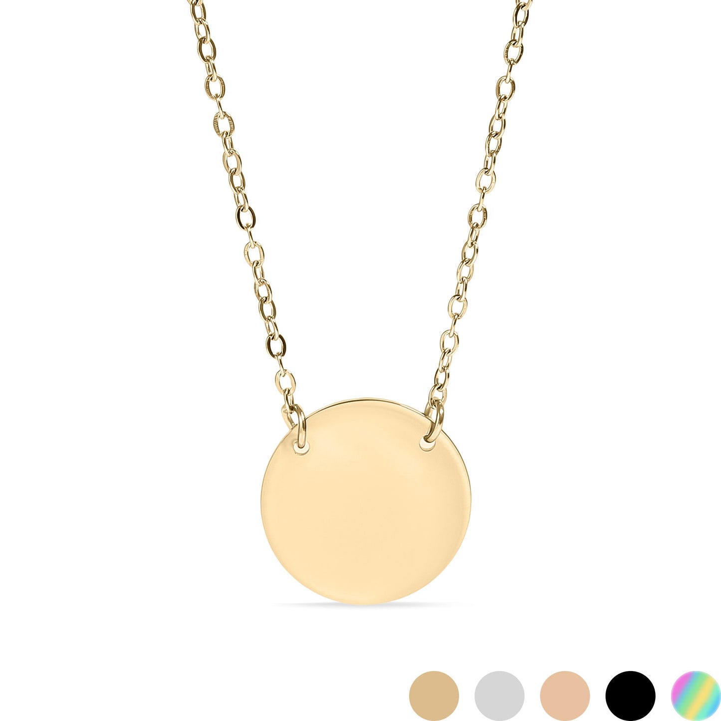 18K Gold PVD Stainless Steel Blank Circle Necklace / SBB0240