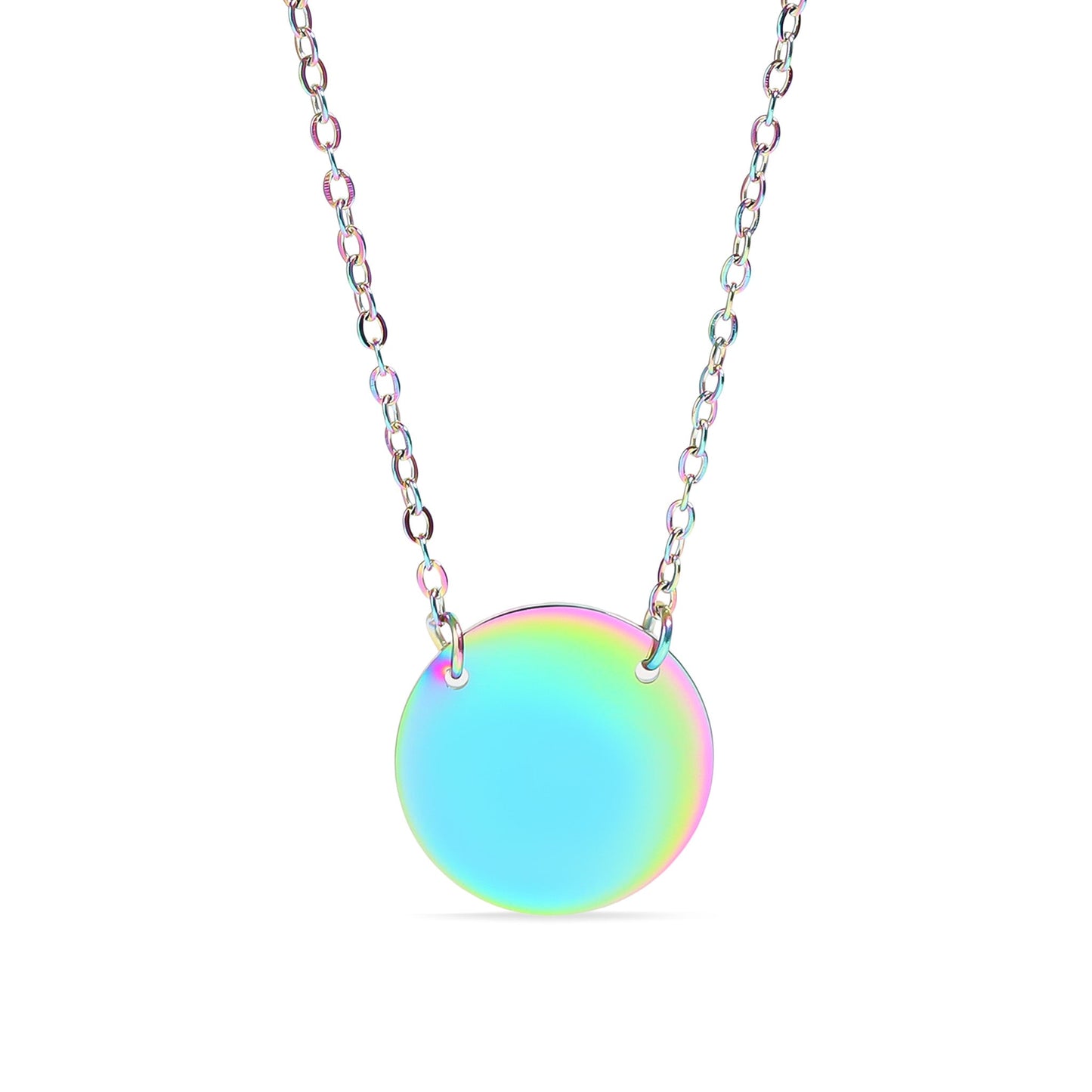 18K Gold PVD Stainless Steel Blank Circle Necklace / SBB0240