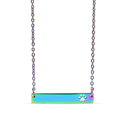 18K Gold PVD Stainless Steel Blank Cutout Paw Print Bar Necklace / SBB0247