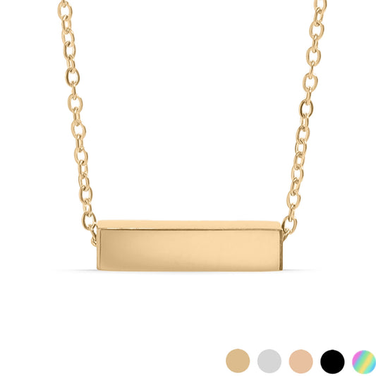 18K Gold PVD Stainless Steel Horizontal Mini Blank Bar Necklace / SBB0267