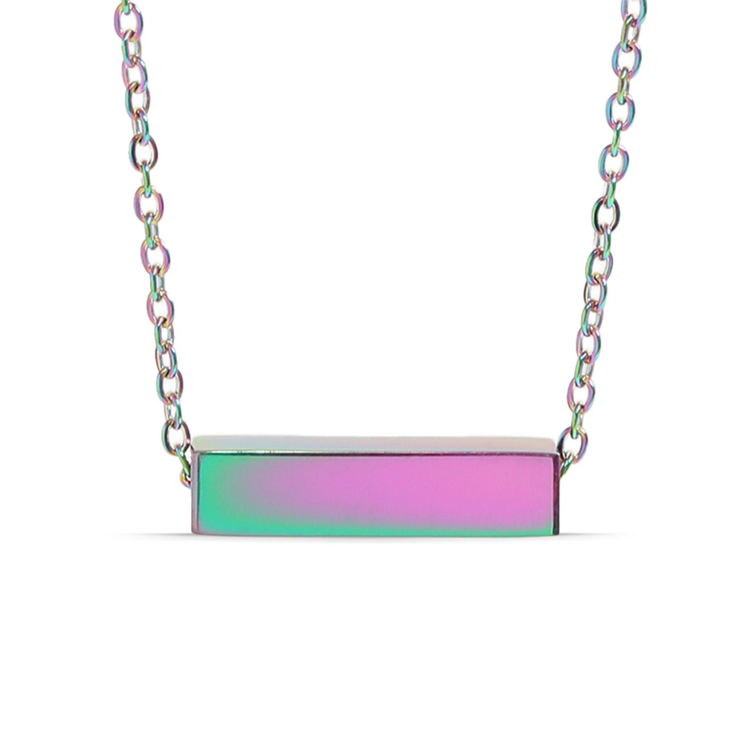 18K Gold PVD Stainless Steel Horizontal Mini Blank Bar Necklace / SBB0267