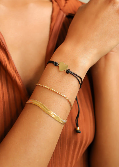 18K Gold PVD Stainless Steel Engravable Heart Friendship Bracelet / SBB0279