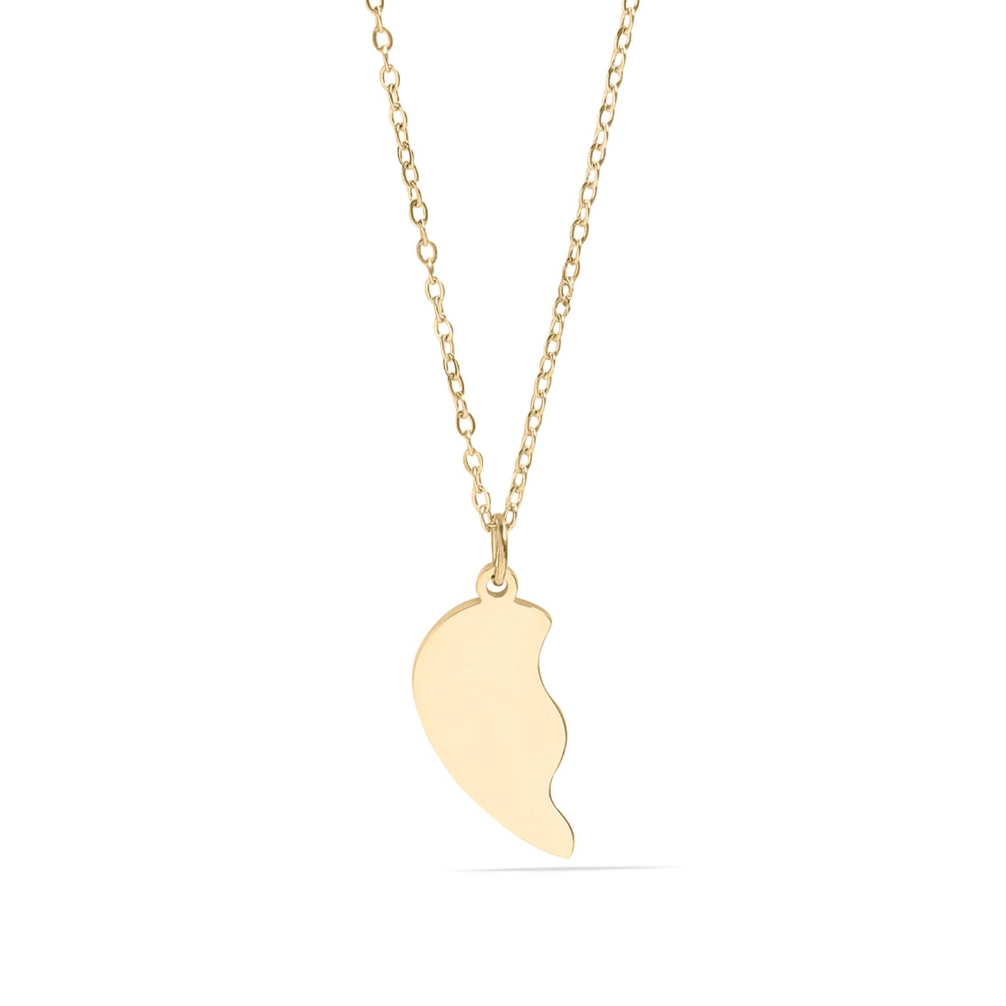 18K Gold PVD Stainless Steel Break Apart Engravable Blank Heart Necklace Set / SBB0282