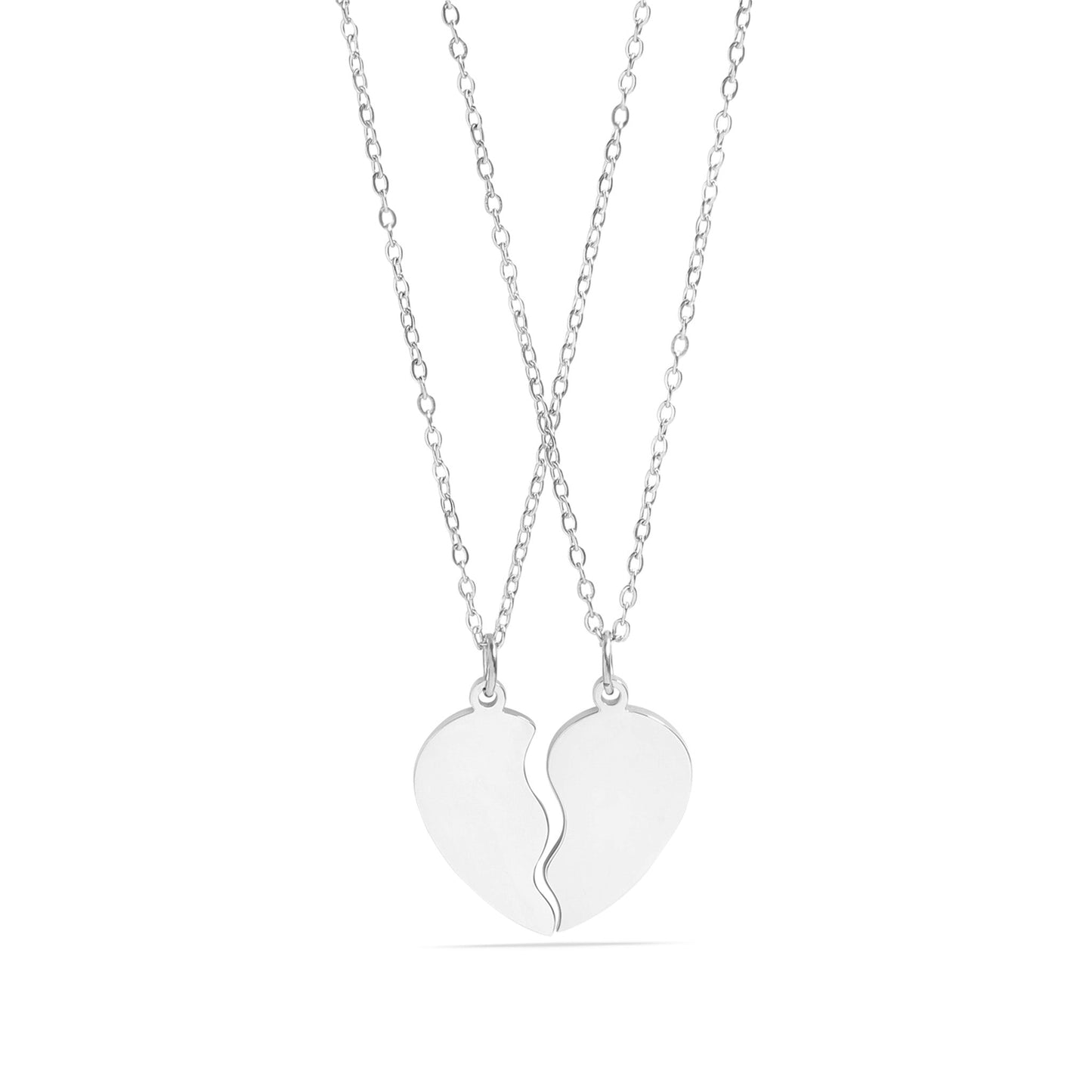 18K Gold PVD Stainless Steel Break Apart Engravable Blank Heart Necklace Set / SBB0282