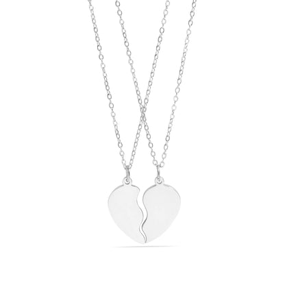 18K Gold PVD Stainless Steel Break Apart Engravable Blank Heart Necklace Set / SBB0282