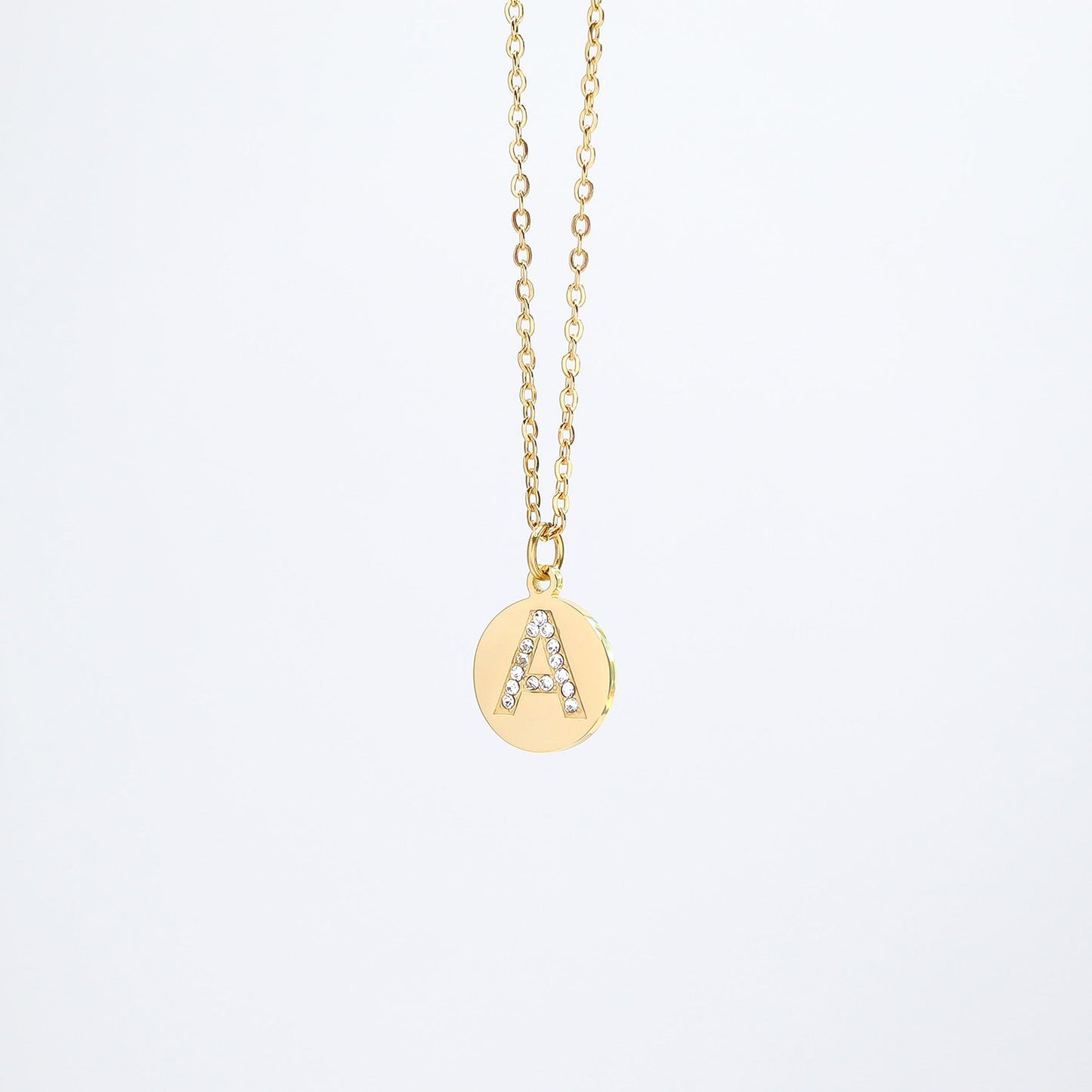 18K Gold PVD Stainless Steel Initial Pendant Necklace / SBB0283