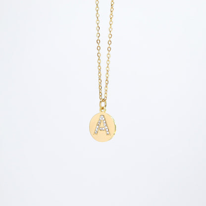 18K Gold PVD Stainless Steel Initial Pendant Necklace / SBB0283