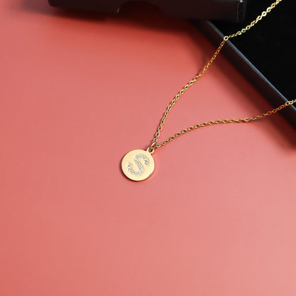 18K Gold PVD Stainless Steel Initial Pendant Necklace / SBB0283