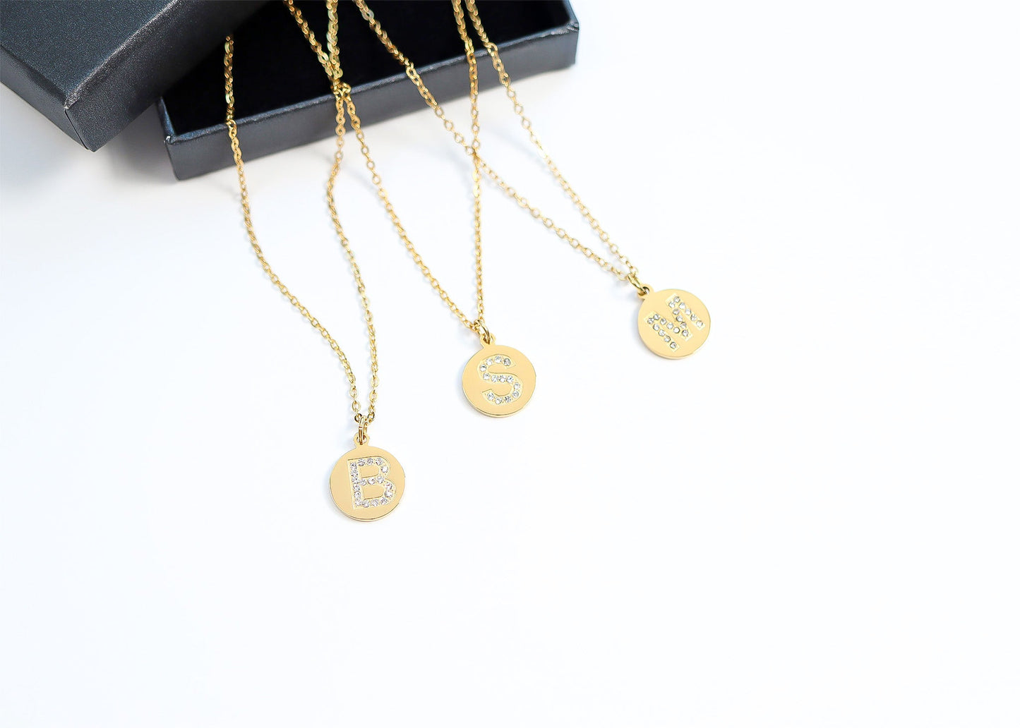 18K Gold PVD Stainless Steel Initial Pendant Necklace / SBB0283