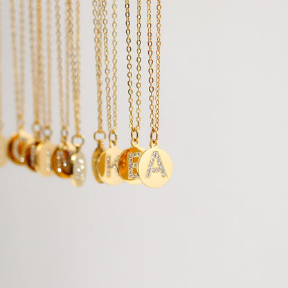 18K Gold PVD Stainless Steel Initial Pendant Necklace / SBB0283