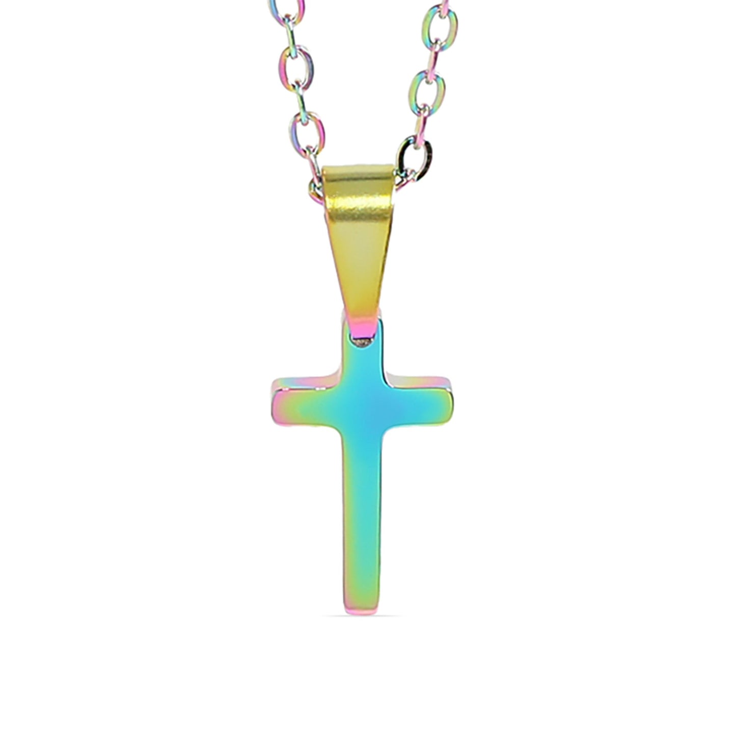 18K Gold PVD Stainless Steel Engravable Blank Cross Pendant Necklace / SBB0286