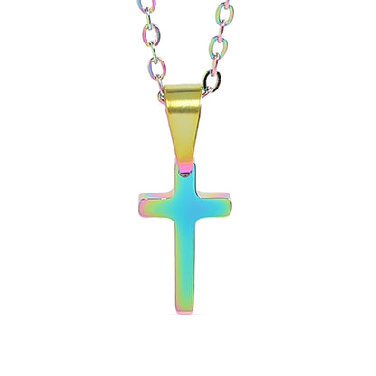 18K Gold PVD Stainless Steel Engravable Blank Cross Pendant Necklace / SBB0286