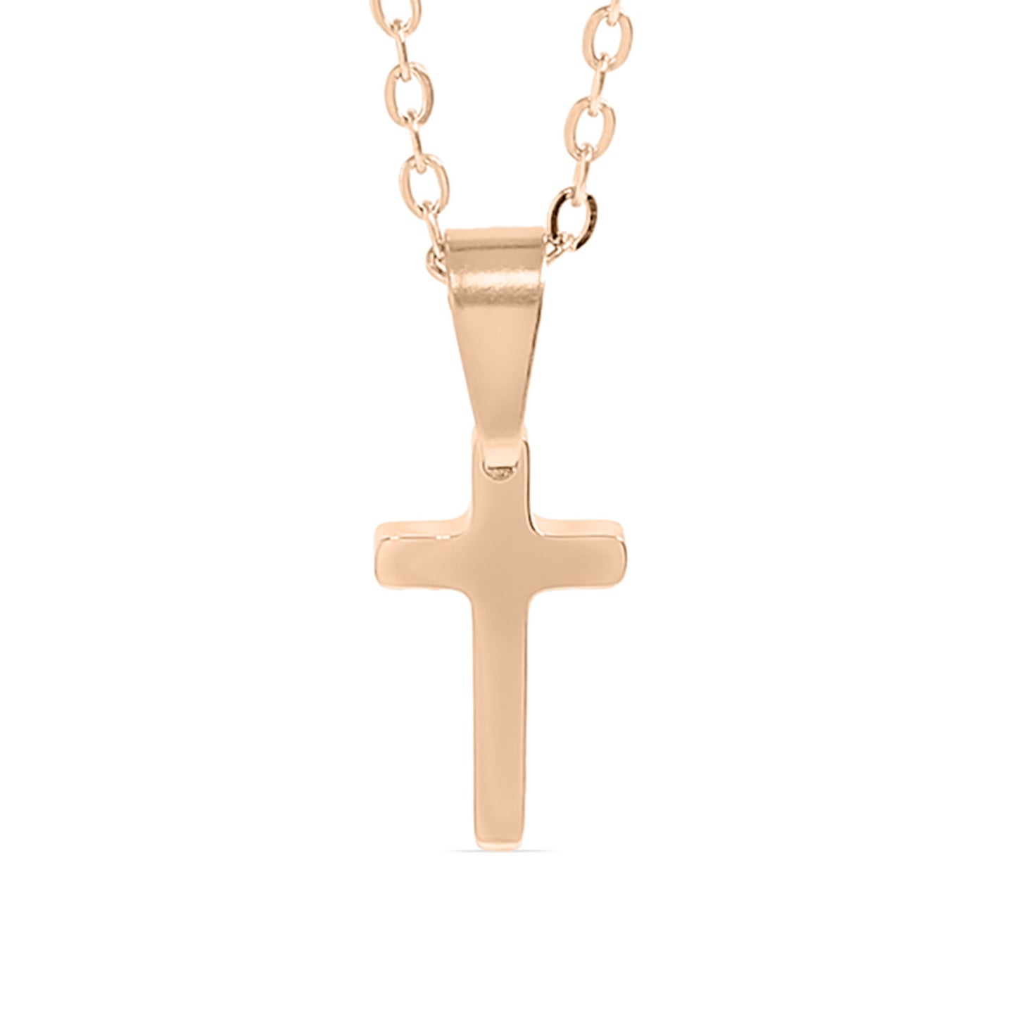 18K Gold PVD Stainless Steel Engravable Blank Cross Pendant Necklace / SBB0286