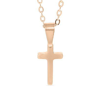 18K Gold PVD Stainless Steel Engravable Blank Cross Pendant Necklace / SBB0286
